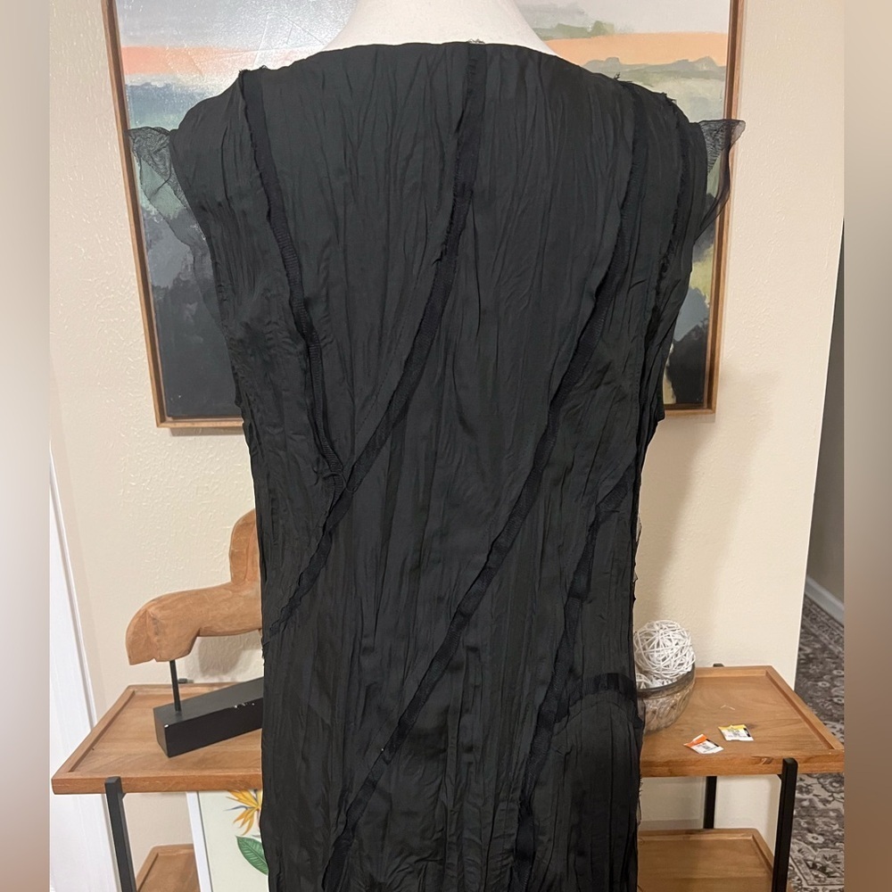 Moyuru Black Crinkle Maxi Sleeveless Dress | Goth Japanese Avant Garde Size 4 - Picture 6 of 15